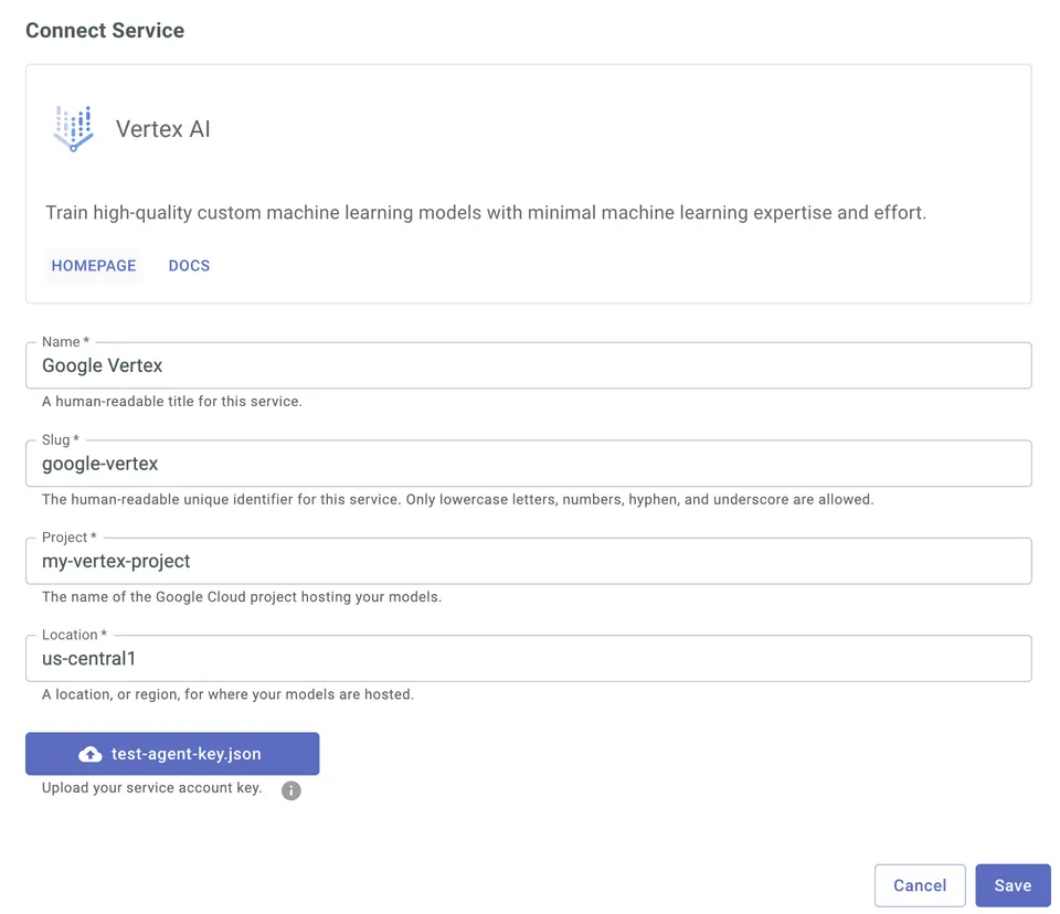 Google Vertex Service Connection for TakeShape