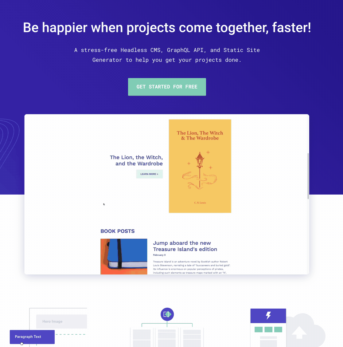 TakeShape homepage highlighting AI Agents